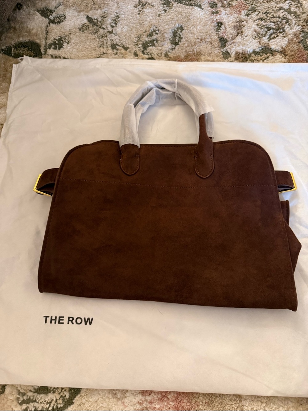 Designer inspired Brown vegan Suede hand bag